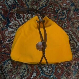 Dooney & Bourke Orange Nylon Leather Drawstring Shoulder
Bag Travel Lightweight